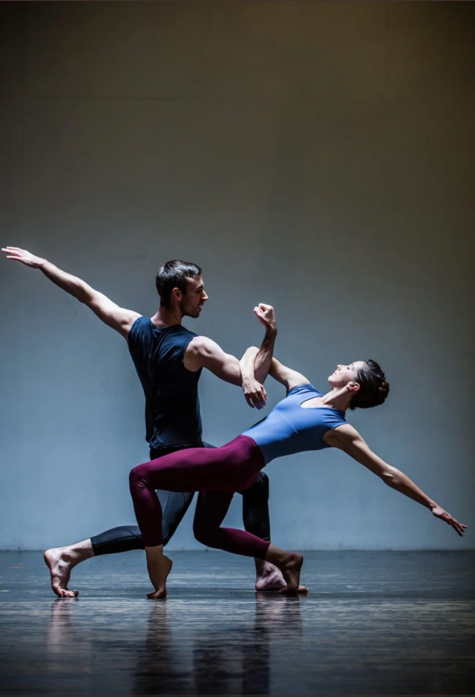 Amy leaning back into a supported dance pose with a partner
